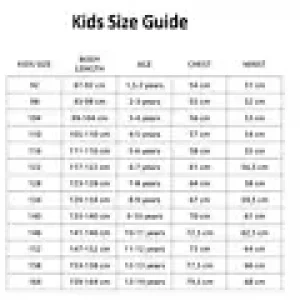 KIDS SIZE GUIDE